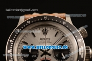 Rolex Daytona Vintage Edition Chrono Miyota OS20 Quartz Steel Case with Silver Dial and Brown Leather Strap