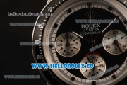 Rolex Daytona Vintage Edition Chrono Miyota OS20 Quartz Steel Case with Steel Bezel and Black Leather Strap