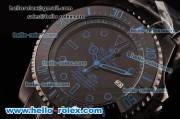 Rolex Sea-Dweller Bamford Asia 2813 Automatic PVD Case with PVD Strap Black Dial Blue Markers