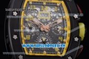 Richard Mille RM011-FM Asia ST25 Automatic PVD Case with Skeleton Dial PVD Bezel Arabic Numeral Markers and Black Rubber Strap