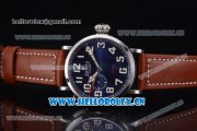 Zenith Pilot Type 20 GMT Asia ST25 Automatic Steel Case with Blue Dial Arabic Numeral Markers and Brown Leather Strap