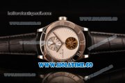 Corum Heritage Romvlvs Two Time Zone Tourbillon Asia Automatic Steel Case with White Dial and Black Leather Strap