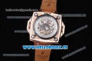 Hublot Masterpiece MP 08 Antikythera Sunmoon Asia 2813 Automatic Rose Gold Case Skeleton Dial Brown Leather Strap and White/Rose Gold Markers