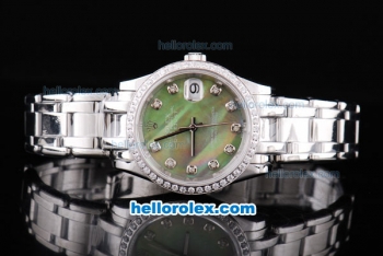 Rolex Datejust Oyster Perpetual Automatic ETA Case with Diamond Bezel,Green Shell Dial and Diamond Marking-Small Calendar