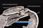 Audemars Piguet Royal Oak 41 Asia 2813 Automatic Diamonds/Steel Case with White Dial Diamonds Bezel and Stick Markers (EF)