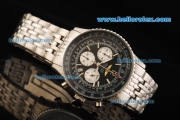 Breitling Navitimer Chronograph Miyota Quartz Movement Full Steel with Black Dial and Stick Markers