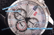 Chopard Gran Turismo GT XL Chronograph Swiss Valjoux 7750 Movement Silver Case with White Dial and Black Rubber Strap