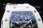 Richard Mille RM 055 Miyota 9015 Automatic Ceramic Case with Skeleton Dial White Rubber Strap and Dot Markers