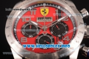 Scuderia Ferrari Chronograph Miyota OS20 Quartz Steel Case with Red Dial Black Leather Strap and Silver Arabic Numeral Markers