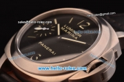 Panerai Luminor Marina PAM 177 Swiss ETA 6497 Manual Winding Titanium Case with Black Dial and Black Leather Strap - 1:1 Original