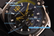 Porsche Design Chrono Miyota OS20 Quartz Stainless Steel Case with Black Rubber Strap Black Dial Yellow Pointer