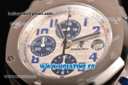 Audemars Piguet Royal Oak Offshore "Navy" Chrono Swiss Valjoux 7750 Automatic Steel Case/Bracelet with White Dial and Blue Arabic Numeral Markers (NOOB)