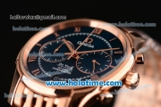 Omega De Ville Co-Axial Chronograph VK Quartz Movement Rose Gold Case and Strap with Blue Dial