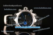 MontBlanc Chrono Swiss VK Quartz Steel Case with Black/Blue Markers and Black Rubber Bracelet
