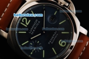 Panerai Luminor Marina Pam 104 Automatic Movement Steel Case with Blue Dial and Brown Leather Strap