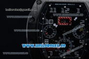 Richard Mille RM 011 Felipe Massa Chronograph Swiss Valjoux 7750 Automatic PVD Case with Black Dial Arabic Numeral Markers and Black Rubber Strap