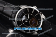 Parmigiani Tonda Tourbillon Asia ST25 Automatic Steel Case with Black Dial and Black Leather Strap Stick Markers