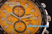 Ferrari Chrono Miyota OS20 Quartz Steel Case PVD Bezel with Steel Strap and Yellow Dial Stick Markers