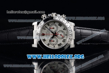 Rolex Daytona Chrono Clone Rolex 4130 Automatic Steel Case with White Dial and Black Leather Strap (EF)