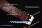 Girard Perregaux 1966 Dual Time Clone Girard Perregaux GP03300-0119 Automatic Rose Gold Case with Grey Dial Stick/Arabic Numeral Markers and Brown Leather Strap