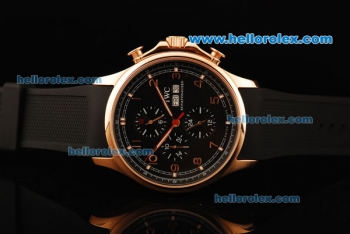 IWC Portuguese Yacht Club Automatic Movement Rose Gold Case with Rose Gold Arabic Numerals and Black Rubber Strap
