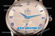 Omega De Ville Co-Axial Asia Automatic Steel Case wtih Silver Dial Black Leather Strap and Blue Roman Numeral Markers