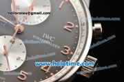 IWC Portuguese Chrono Swiss Valjoux 7750 Automatic Steel Case with Grey Dial and Grey Leather Strap