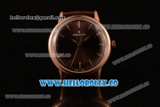 Zenith Vintage Miyota 9015 Automatic Rose Gold Case with Brown Dial and Brown Leather Strap - (AAAF)