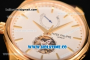 Patek Philippe Calatrava Tourbillon Swiss ETA 2824 Automatic Yellow Gold Case with Stick Markers and White Dial