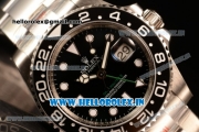 Rolex GMT-Master II Clone Rolex 3186 Automatic 904 Steel Case Dots Markers With Black Dial Steel Bracelet - 1:1 Original(NOOB)