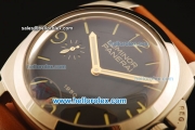 Panerai Pam 320L Luminor 1950 Swiss ETA 6497 Manual Winding Steel Case with Black Dial and Brown Leather Strap