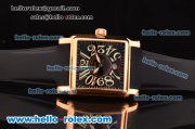 Franck Muller Conquistador Cortez Swiss ETA 2824 Automatic Rose Gold Case with Black Dial Black Rubber Strap and Numeral Markers 1:1 Original