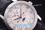 BlancPain Moonphase ST25 Automatic Steel Case with White Dial and Black Leather Strap