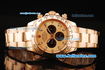 Rolex Daytona II Automatic Movement Gold Case and Strap with Rose Gold Dial and White Markers