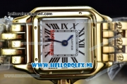 Cartier Santos 100 Japanese Miyota Quartz Yellow Gold Case with White Dial Roman Numberal Markers and Yellow Gold Bracelet