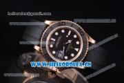 Rolex Yachtmaster 40 Swiss ETA 2836 Automatic Rose Gold Case with Black Dial and Black Rubber Strap Dot Markers - 1:1 Original (JF)