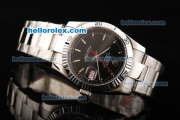 Rolex Datejust Working Chronograph Automatic with Black Dial and White Case and Bezel-Small Calendar