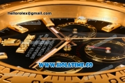 Rolex Daytona Swiss Quartz Yellow Gold Case with Crystal Markers Black Dial - Wall Clock