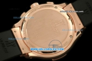 Hublot MDM Chronograph Swiss Quartz Movement Rose Gold Case with Brown Dial and Pink Diamond Bezel-Black Rubber Strap