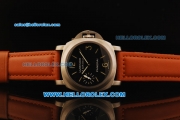 Panerai Luminor Marina Pam 005 Swiss ETA 6497 Manual Winding Movement Steel Case with Black Dial and Leather Strap