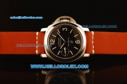 Panerai Luminor Marina Pam 318 Swiss ETA 6497 Manual Winding Steel Case with Black Dial and Red Leather Strap - 1:1 Original