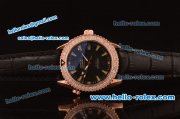 Omega Seamaster Swiss ETA Quartz Rose Gold Case with Diamond Bezel and Black Dial Omega Seamaster Swiss ETA Quartz Rose Gold Case with Diamond Bezel and Black Dial