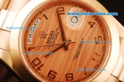 Rolex Day-Date II Rolex 3156 Automatic Movement Rose Gold Case and Strap with Rose Gold Dial and Arabic Numerals