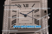 Cartier Tank Anglaise Miyota 9015 Automatic Steel Case/Bracelet with Silver Dial and Roman Numeral Markers - Diamonds Bezel