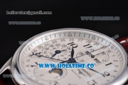 Longines Master Collection Chronograph Swiss Valjoux 7750 Automatic Movement Steel Case with White Dial and Leather Strap