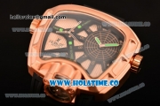 Hublot MP-02 Key of Time Swiss Quartz Rose Gold Case with Black Rubber Strap and Rose Gold Dial