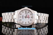 Rolex Datejust Oyster Perpetual Swiss ETA 2836 Automatic Movement White Dial with Diamond Markers and Diamond Bezel