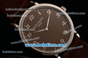 Patek Philippe Calatrava Miyota OS2035 Quartz Steel Case with Arabic Numeral Markers and Brown Dial