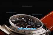 Rolex Daytona Swiss Valjoux 7750 Automatic Movement Black Dial with Numeral Markers and Brown Leather Strap