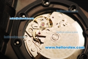 Audemars Piguet Royal Oak Offshore Chronograph Swiss Valjoux 7750 Automatic Movement PVD Case with Yellow Markers and Black Leather Strap-Run 9@sec